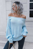 Off-Shoulder Ribbed Long Sleeve Pullover Sweater - Trendsi