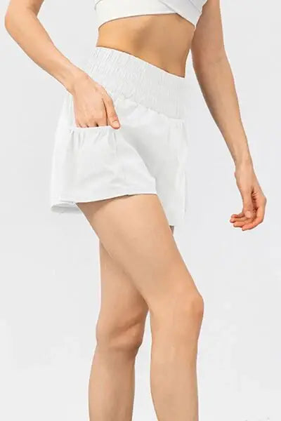 Elastic Waist Pocketed Active Shorts - Trendsi - Flyclothing LLC