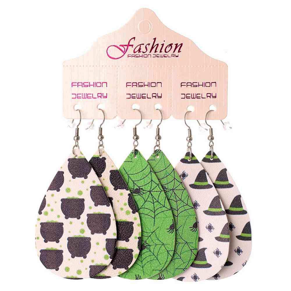 Halloween PU Teardrop Earrings Set - Trendsi - Flyclothing LLC