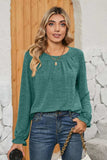 Ruched Round Neck Flounce Sleeve T-Shirt - Trendsi - Flyclothing LLC