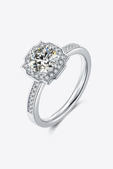 1 Carat Moissanite 925 Sterling Silver Halo Ring - Trendsi