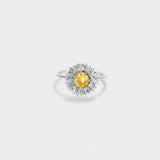 Sunflower Zircon 925 Sterling Silver Ring - Trendsi