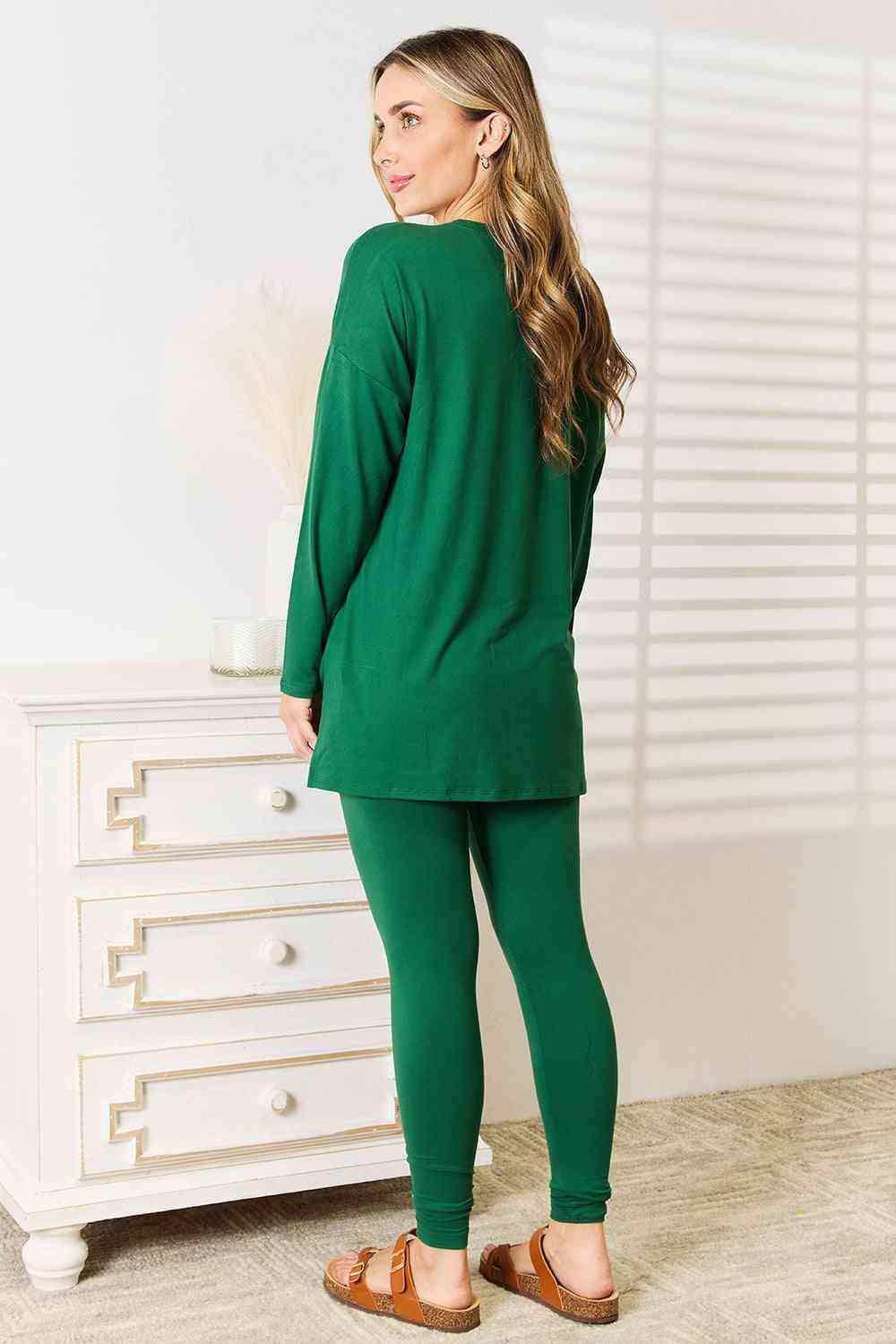 Zenana Lazy Days Full Size Long Sleeve Top and Leggings Set - Trendsi - Flyclothing LLC