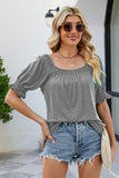Short Flounce Sleeve Top - Trendsi