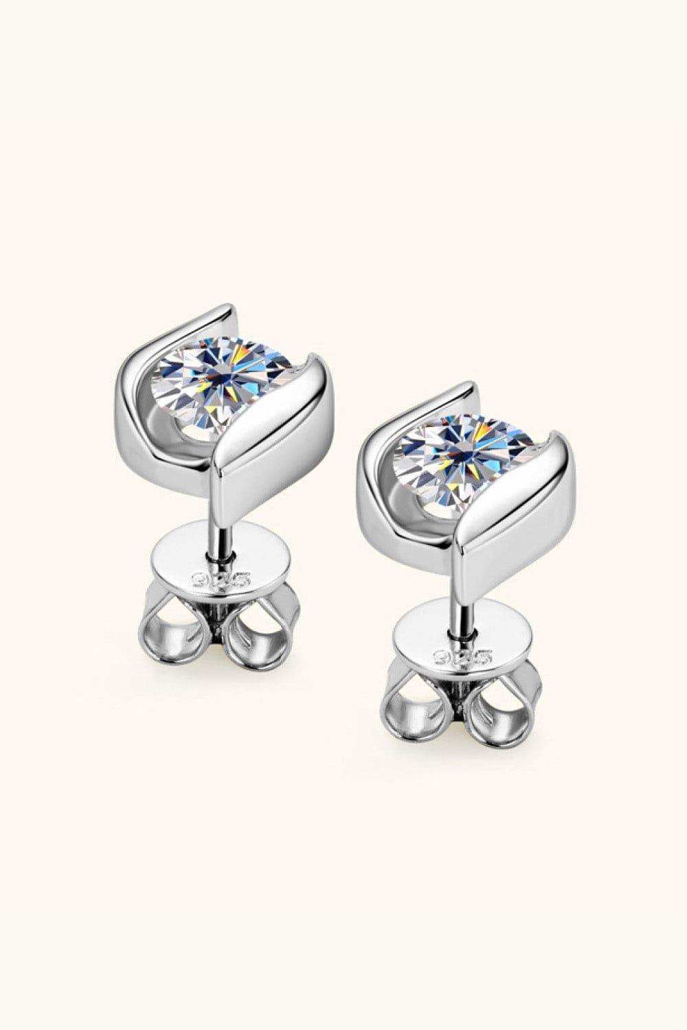 1 Carat Moissanite 925 Sterling Silver Stud Earrings - Trendsi - Flyclothing LLC