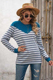 Striped Round Neck Long Sleeve T-Shirt - Trendsi - Flyclothing LLC