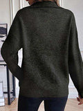 Half Zip Dropped Shoulder Sweater - Trendsi - Flyclothing LLC