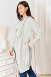 Double Take Open Front Duster Cardigan with Pockets - Trendsi