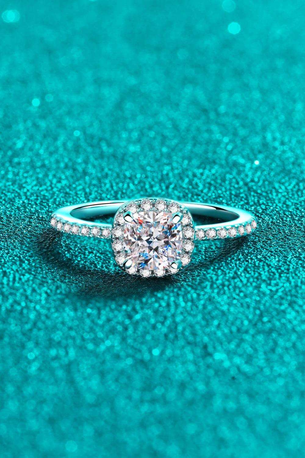 1 Carat Moissanite 925 Sterling Silver Halo Ring - Trendsi - Flyclothing LLC