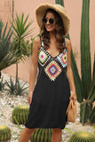 Openwork Sleeveless Embroidery Dress - Trendsi