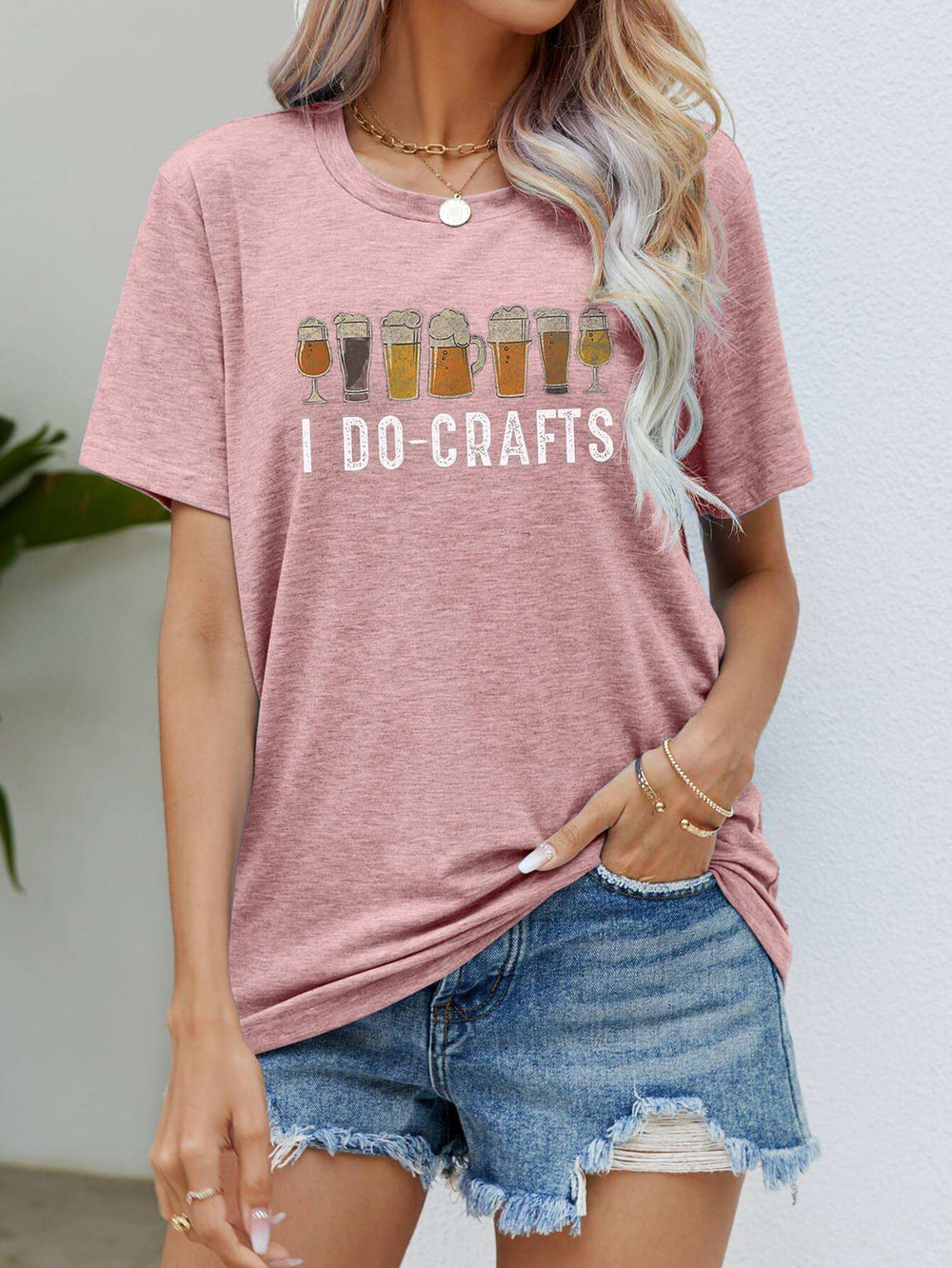I DO CRAFTS Round Neck T-Shirt - Trendsi - Flyclothing LLC