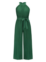 Cutout Tied Pleated Sleeveless Jumpsuit - Trendsi