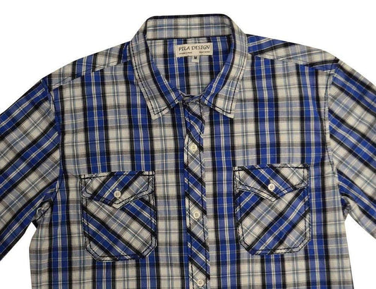 Pila Design Blue Plaid Shirt - Flyclothing LLC