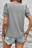 Round Neck Puff Sleeve T-Shirt - Trendsi - Flyclothing LLC