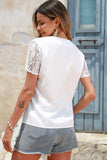 Floral Graphic Scalloped V-Neck Top - Trendsi - Flyclothing LLC