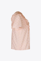 Printed Ruffle Trim Pleated Detail Blouse - Trendsi - Flyclothing LLC