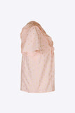 Printed Ruffle Trim Pleated Detail Blouse - Trendsi - Flyclothing LLC