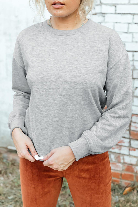 Drop Shoulder Ribbed Trim Sweatshirt - Trendsi