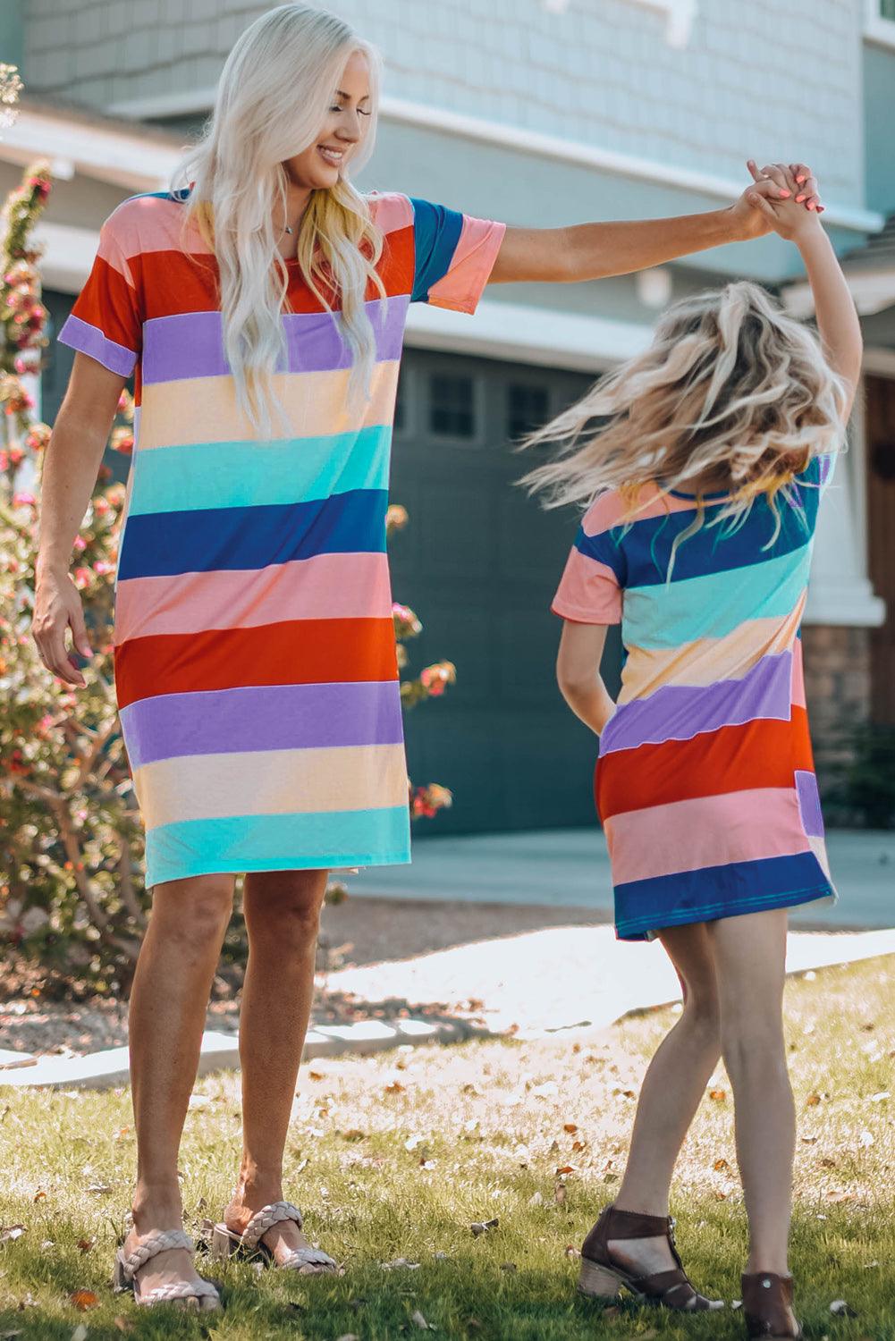 Girls Color Block Side Slit Mini Dress - Flyclothing LLC