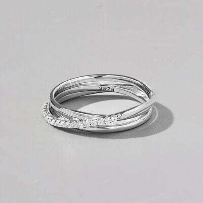 Inlaid Zircon 925 Sterling Silver Ring - Trendsi - Flyclothing LLC