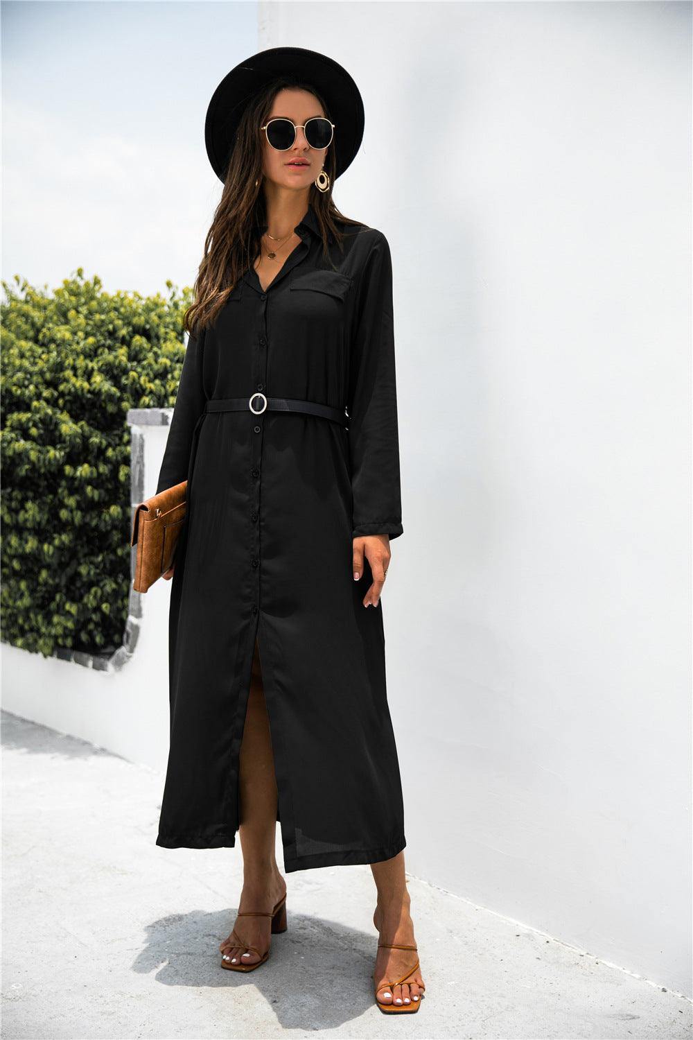 Long shirt dress 2025 with side slits