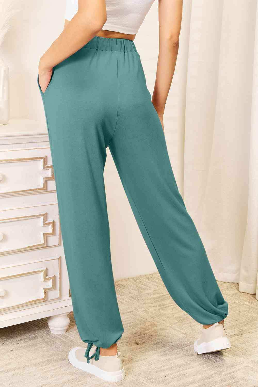Basic Bae Full Size Soft Rayon Drawstring Waist Pants with Pockets - Trendsi - Flyclothing LLC