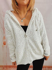 Zip Up Drawstring Long Sleeve Hooded Sweater - Flyclothing LLC