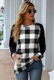 Plaid Round Neck Long Sleeve T-Shirt - Trendsi - Flyclothing LLC