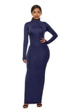 Mock Neck Long Sleeve Maxi Slim Dress - Trendsi - Flyclothing LLC