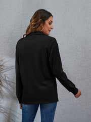 Half Button Dropped Shoulder Blouse - Trendsi