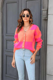 Plaid V-Neck Dropped Shoulder Cardigan - Trendsi