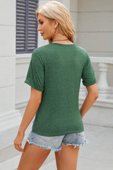 Round Neck Short Sleeve T-Shirt - Trendsi - Flyclothing LLC