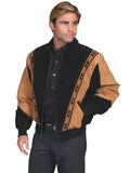 Scully BLACK W/CAFE BROWN TRIM BOAR SUEDE PRAIRIE JACKET - Scully Leather