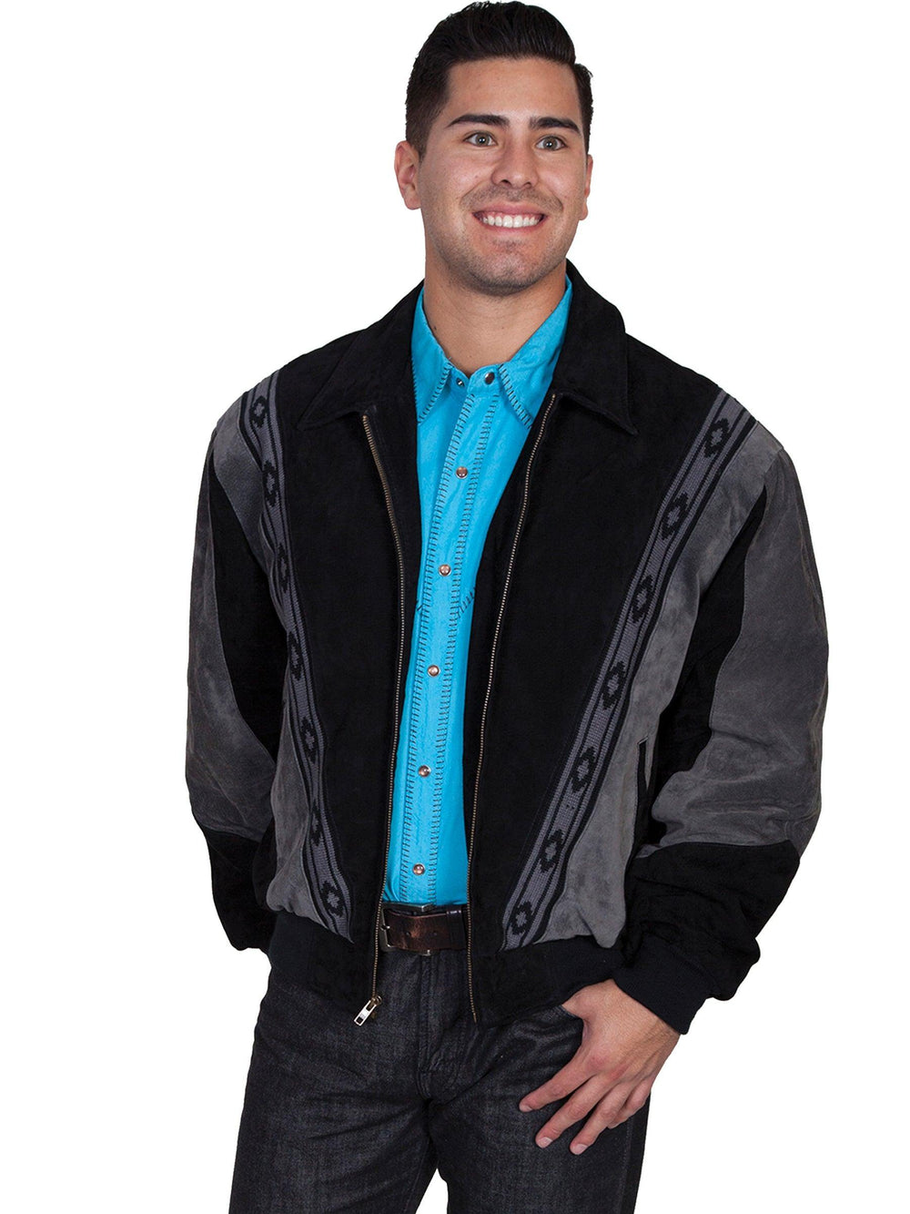 Scully BLACK W/DK GREY PRAIRIE JACKET - Scully Leather