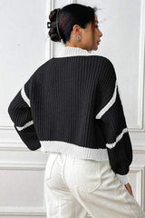 Contrast Open Front Long Sleeve Cardigan - Trendsi - Flyclothing LLC