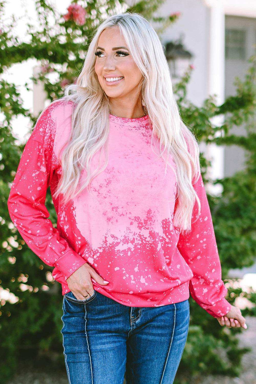 Printed Round Neck Long Sleeve Sweatshirt - Trendsi