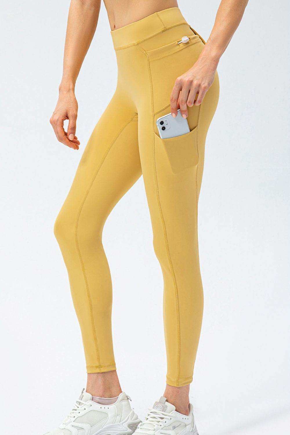 Full Size Slim Fit High Waist Long Sports Pants with Pockets - Trendsi - Flyclothing LLC