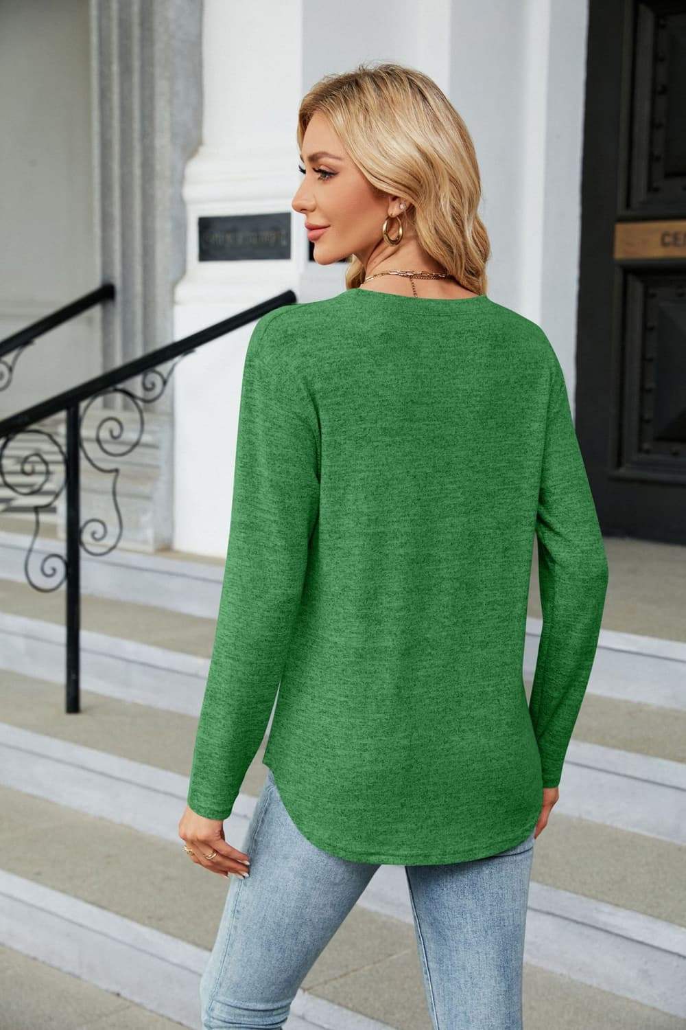 Round Neck Long Sleeve T-Shirt - Trendsi - Flyclothing LLC