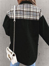 Plaid Button Up Dropped Shoulder Jacket - Trendsi - Flyclothing LLC