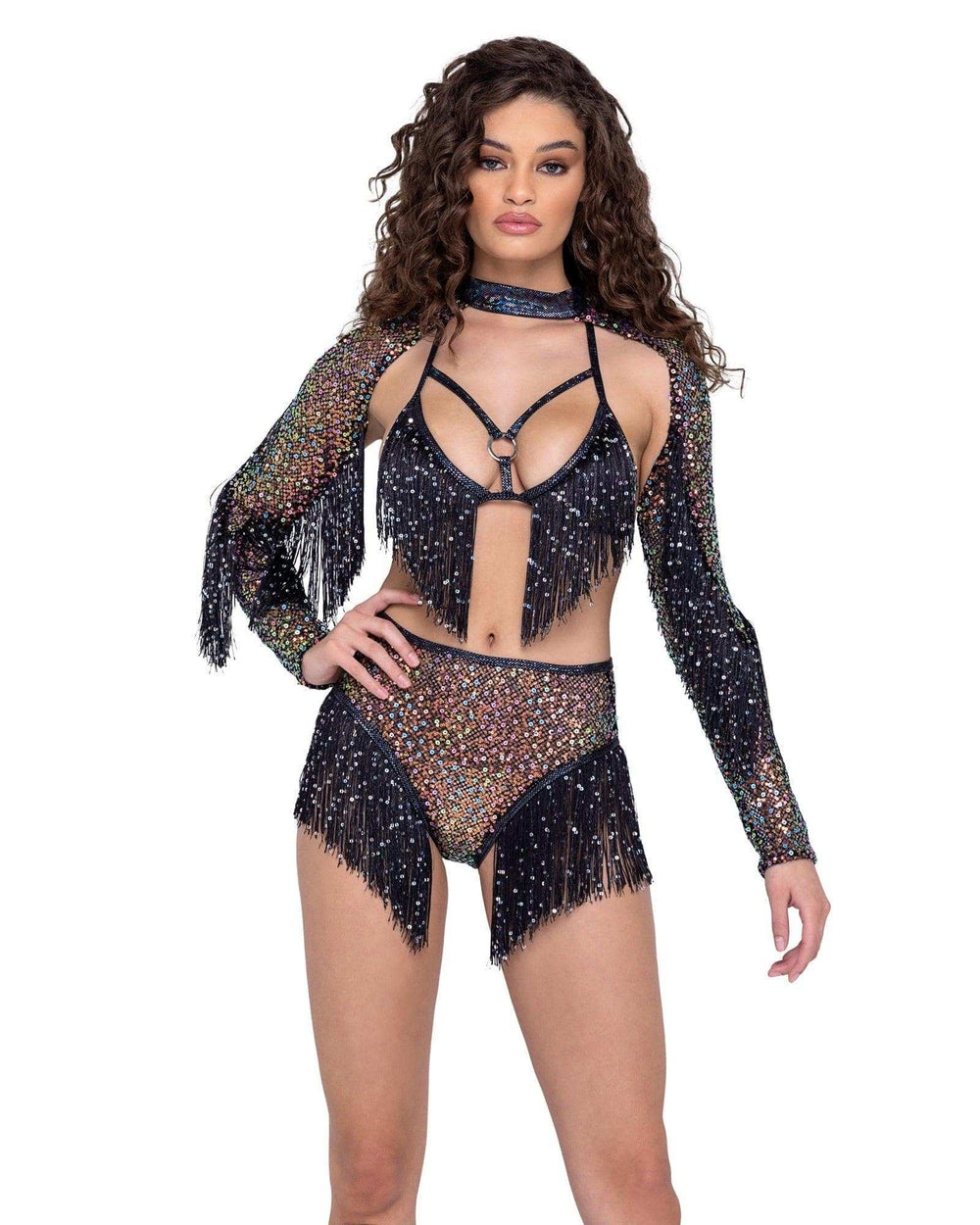 Roma Costume Sequin Fishnet High Waisted Shorts - Roma Costume - Flyclothing LLC