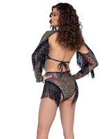 Roma Costume Sequin Fishnet High Waisted Shorts - Roma Costume - Flyclothing LLC