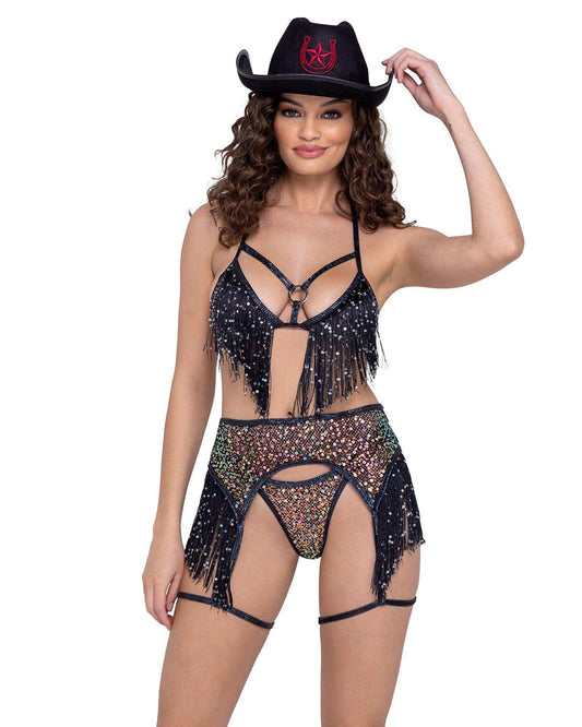 Roma Costume Sequin Fishnet Triangle Tie Top - Roma Costume - Flyclothing LLC