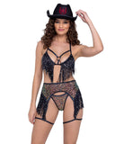 Roma Costume Sequin Fishnet Triangle Tie Top - Roma Costume