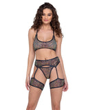 Roma Costume Sequin Fishnet Cropped Tie Top - Roma Costume