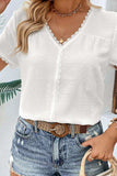 Textured Lace Trim Tee Shirt - Trendsi - Flyclothing LLC