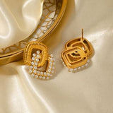18K Gold-Plated Stainless Steel Square Earrings - Trendsi
