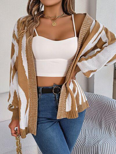 Open Front Animal Print Cardigan - Trendsi