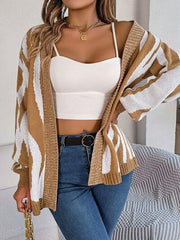Open Front Animal Print Cardigan - Trendsi