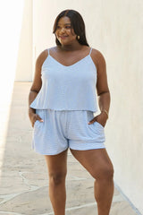 Culture Code Let It Happen Full Size Double Flare Striped Romper in Cobalt Blue - Trendsi - Flyclothing LLC
