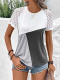 Color Block Raglan Sleeve Round Neck Tee - Trendsi - Flyclothing LLC